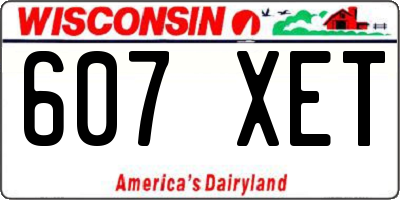 WI license plate 607XET