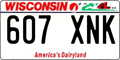 WI license plate 607XNK