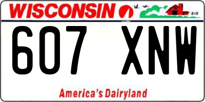 WI license plate 607XNW