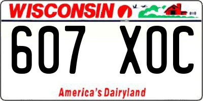 WI license plate 607XOC