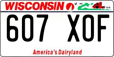 WI license plate 607XOF