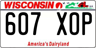WI license plate 607XOP