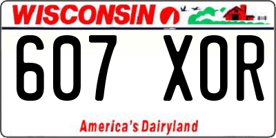 WI license plate 607XOR