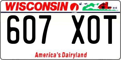 WI license plate 607XOT