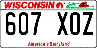 WI license plate 607XOZ