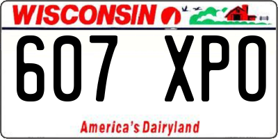 WI license plate 607XPO