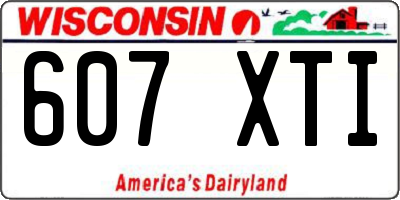 WI license plate 607XTI