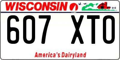 WI license plate 607XTO