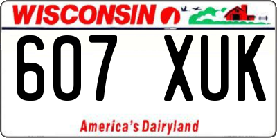 WI license plate 607XUK