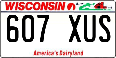 WI license plate 607XUS