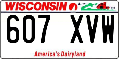 WI license plate 607XVW