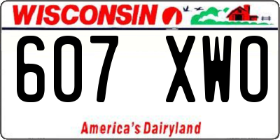 WI license plate 607XWO