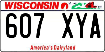 WI license plate 607XYA