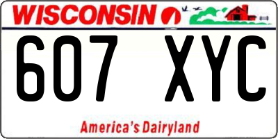 WI license plate 607XYC