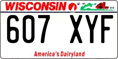 WI license plate 607XYF