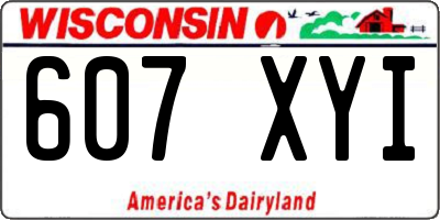 WI license plate 607XYI