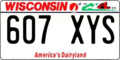 WI license plate 607XYS