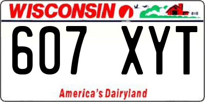 WI license plate 607XYT