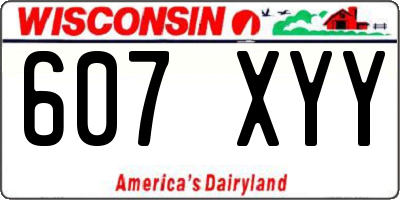 WI license plate 607XYY