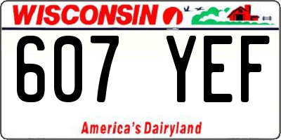 WI license plate 607YEF