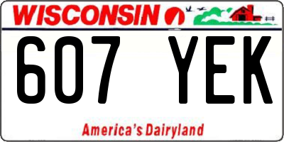 WI license plate 607YEK