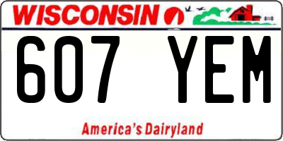 WI license plate 607YEM
