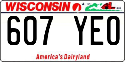WI license plate 607YEO