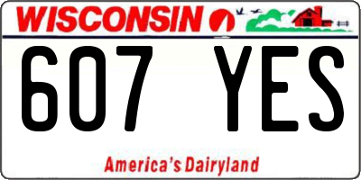 WI license plate 607YES
