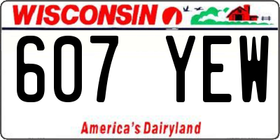WI license plate 607YEW