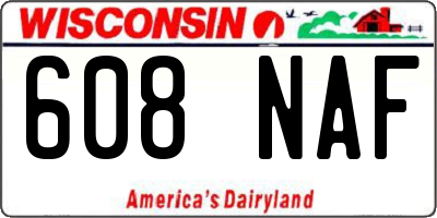 WI license plate 608NAF