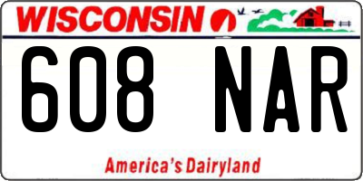 WI license plate 608NAR