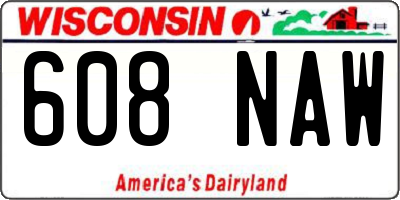 WI license plate 608NAW