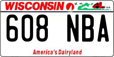 WI license plate 608NBA