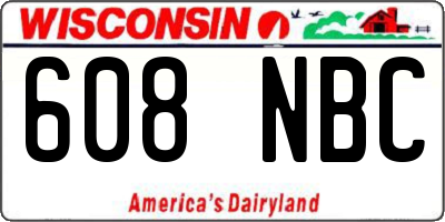 WI license plate 608NBC