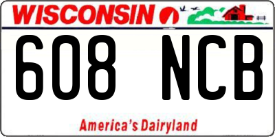 WI license plate 608NCB