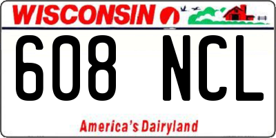 WI license plate 608NCL