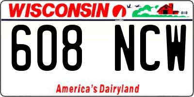 WI license plate 608NCW