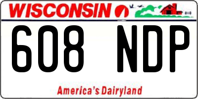 WI license plate 608NDP