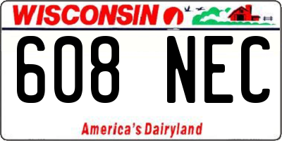 WI license plate 608NEC