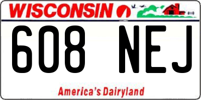 WI license plate 608NEJ