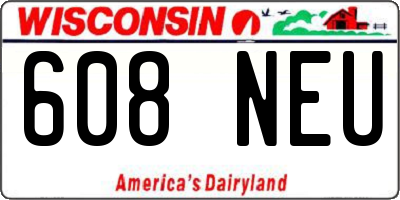 WI license plate 608NEU