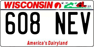 WI license plate 608NEV