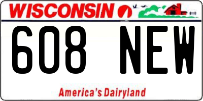 WI license plate 608NEW