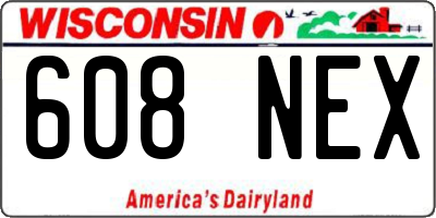WI license plate 608NEX