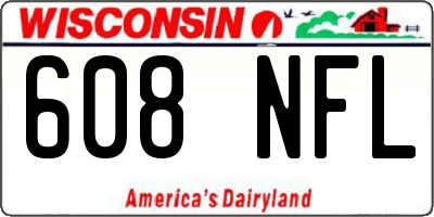 WI license plate 608NFL