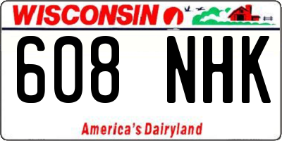 WI license plate 608NHK