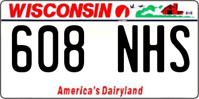 WI license plate 608NHS