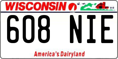 WI license plate 608NIE