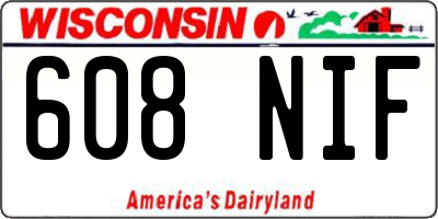 WI license plate 608NIF