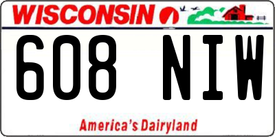 WI license plate 608NIW